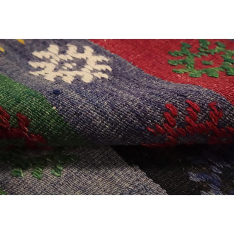 Hand Woven Oriental 100% Wool Carpet Southwestern Tribal Multi-Colored Kilim Area Rug - 9' 8'' X 5' 5''