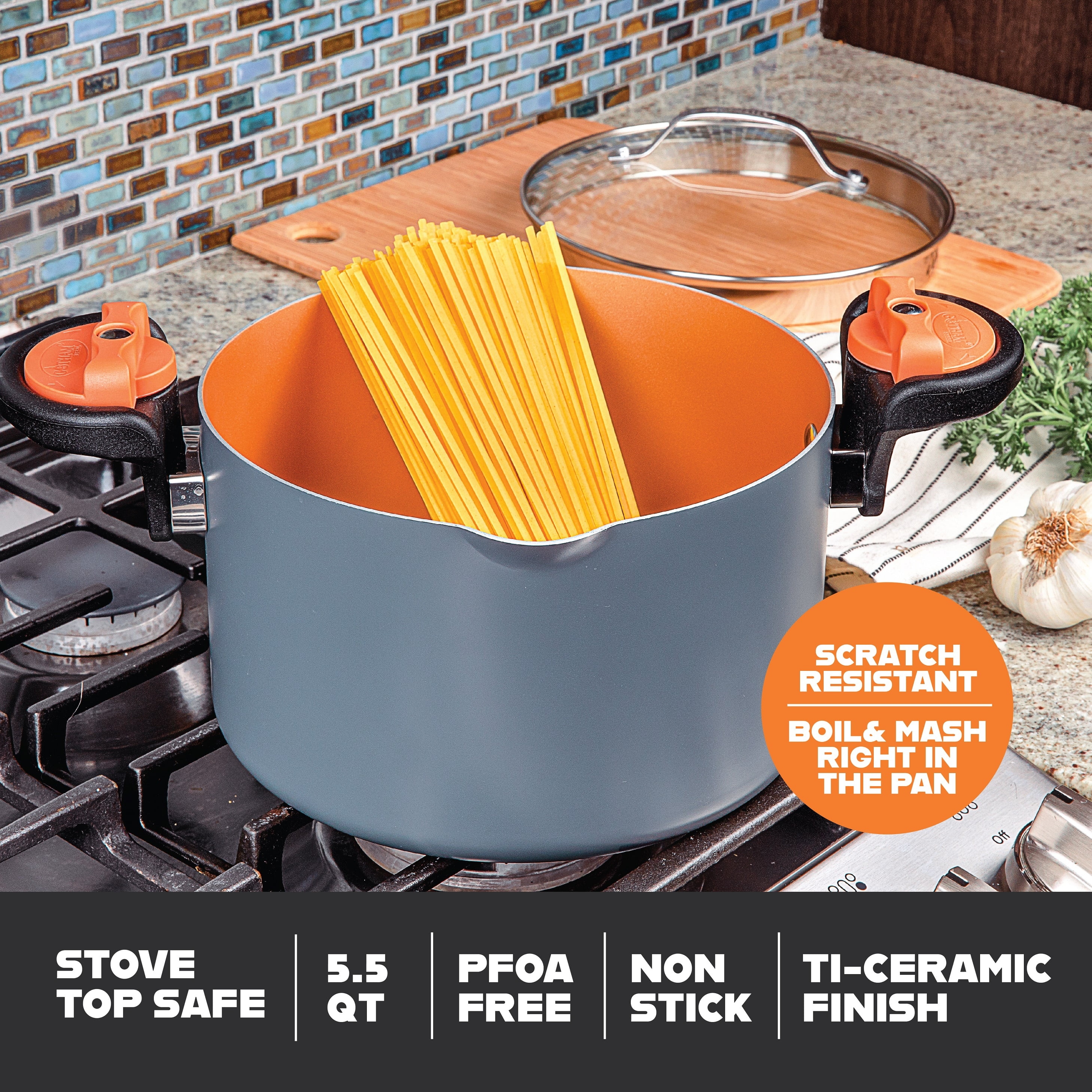  Gotham Steel 5 Quart Stock Multipurpose Pasta Pot with