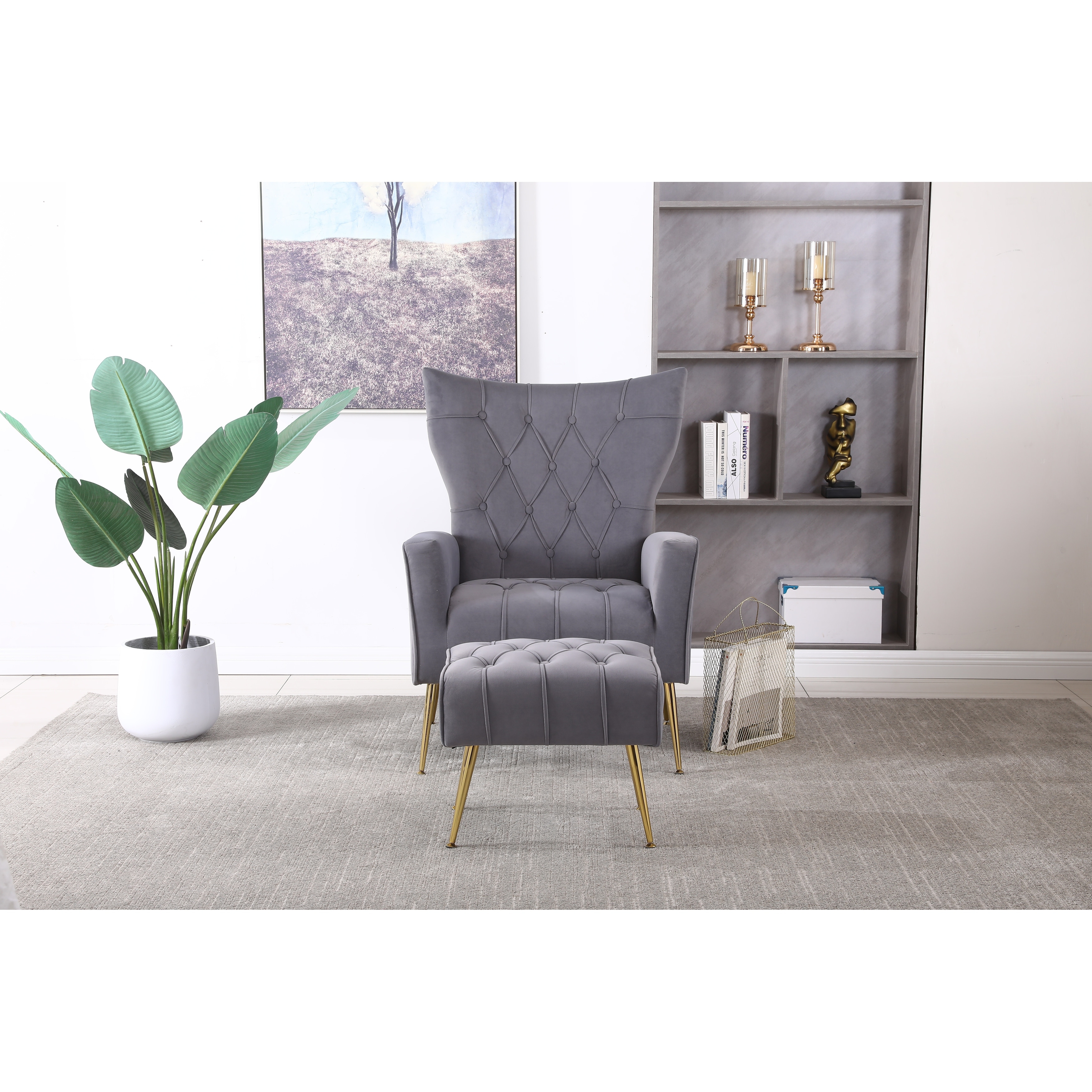 Comfy chair sales with footstool
