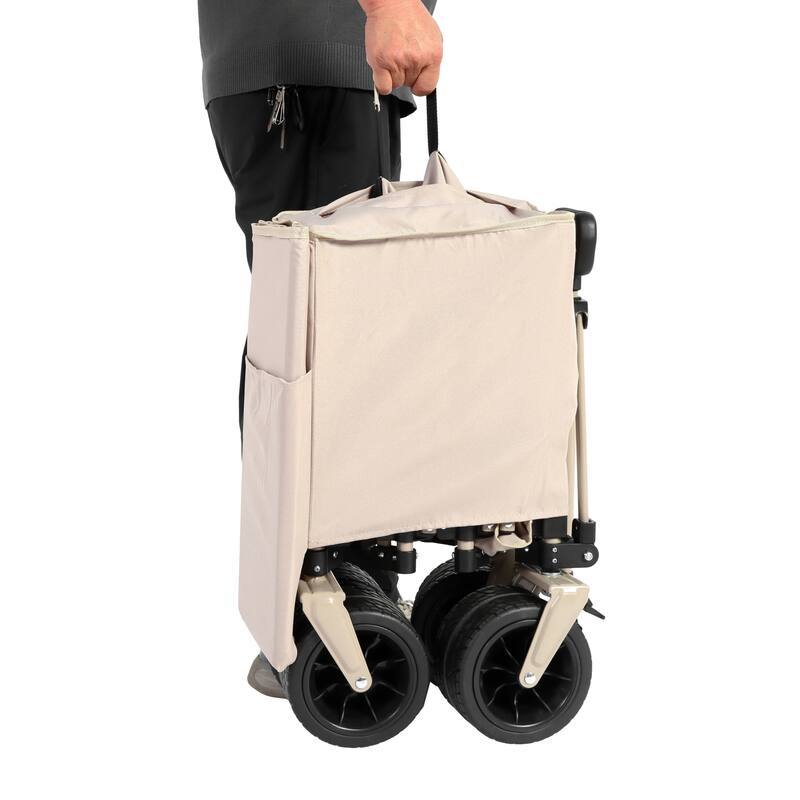 Foldable Wagon with All-Terrain Wheels & Drink Holders, 220lb Capacity