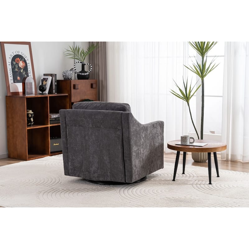 Modern upholstered Large swivel chair linen fabric comfortable to sit