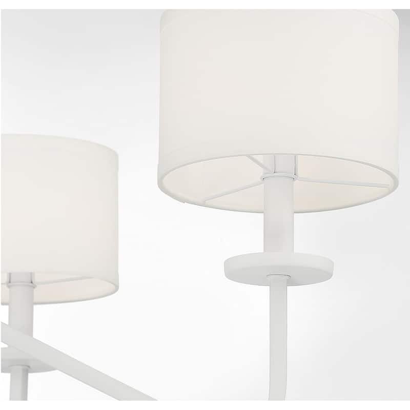 Meridian M10092 6 Light 42" Wide Chandelier with White Fabric Shades