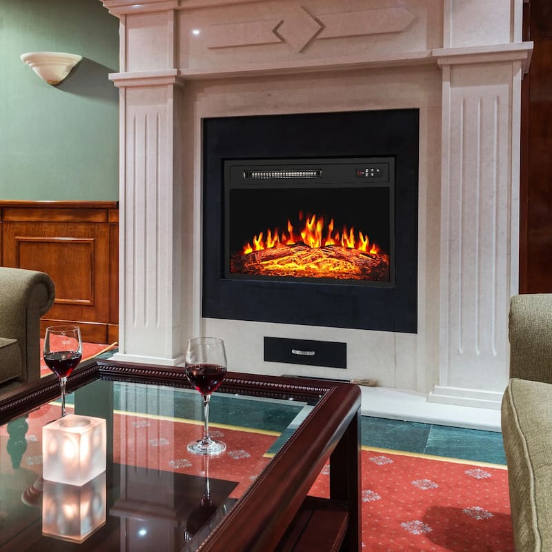 BOSSIN 18/23 inches Electric Fireplace Heater, 750/1500W Electric Fireplace Insert with Overheating Protection