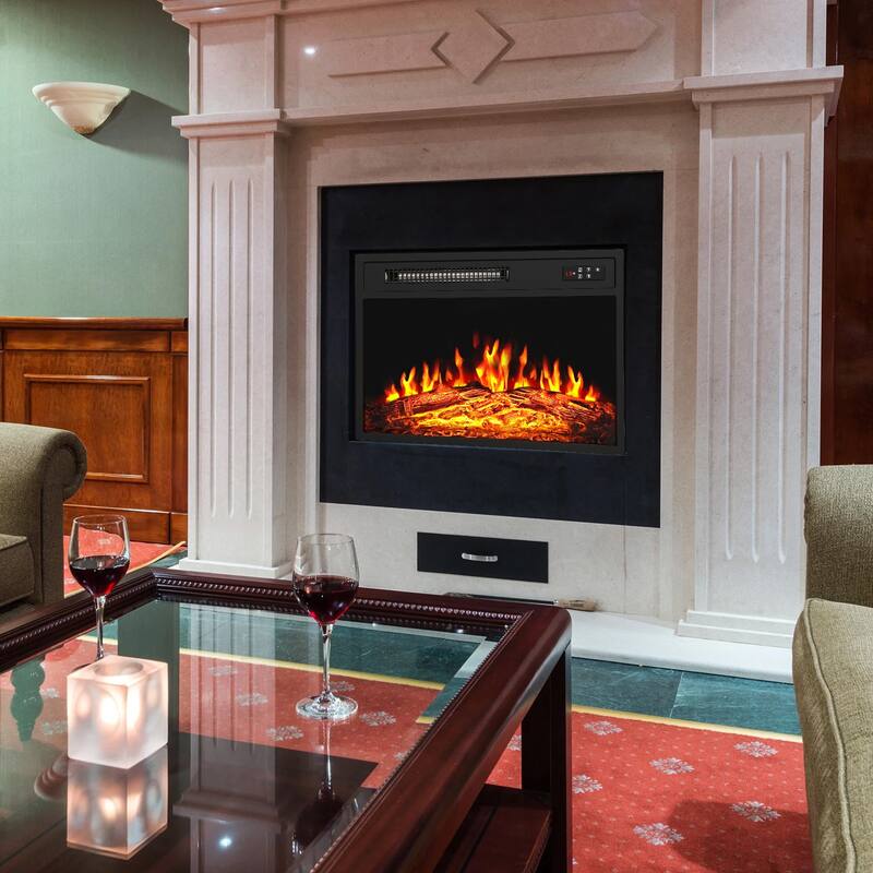 BOSSIN 18 inches Electric Fireplace Heater, 750/1500W Electric Fireplace Insert with Overheating Protection