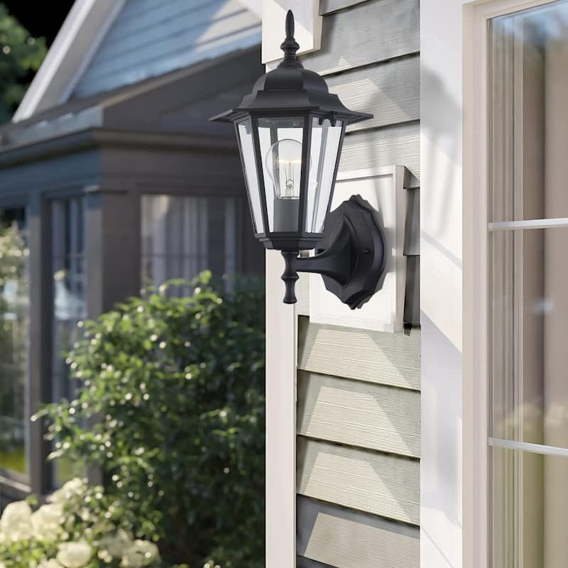 14.38"H Matte Black Outdoor Wall Lantern Sconce