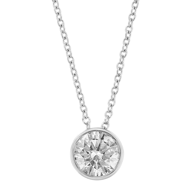 EFFY 14k White Gold Lab Grown Diamond Round Pendant Necklace