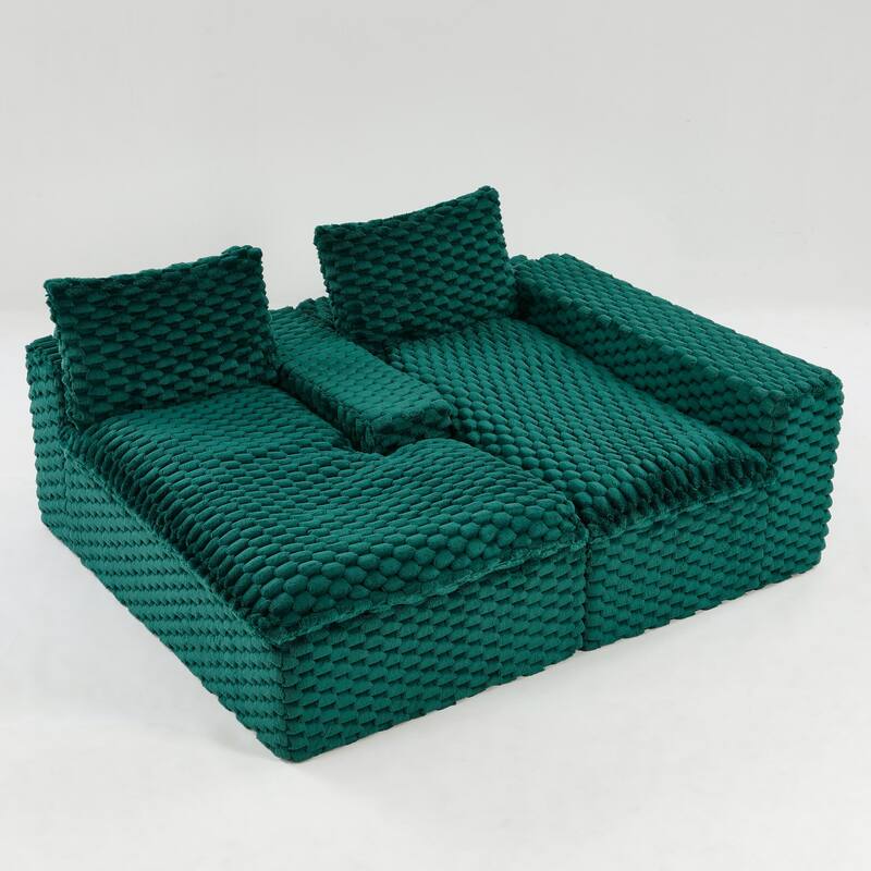 Versatile Turtle Velvet Sectional Sofa with Loveseat Couch and Chaise Lounge, Free Combination Modular Compressed Couch