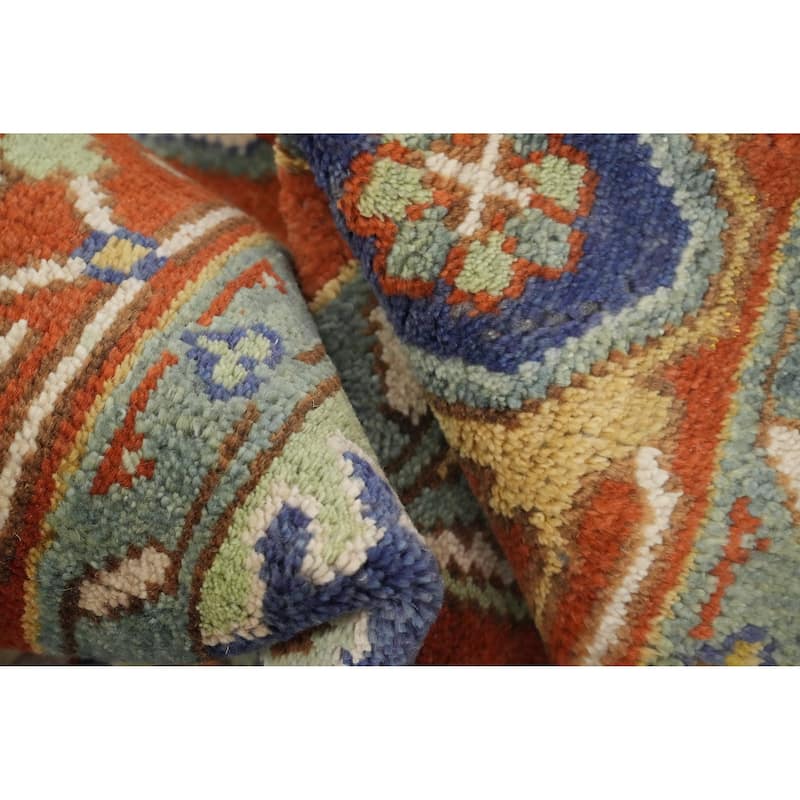 Hand Knotted Oriental 100% Wool Carpet Traditional Medallion Green Heriz (serapi) Area Rug - 11' 11'' X 8' 11''