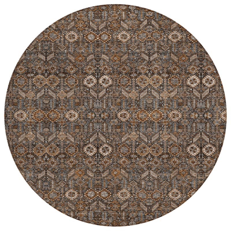 Basi Garden-Inspired Weather Resistant Versatile Elegance Round Outdoor Rug - 8' Round