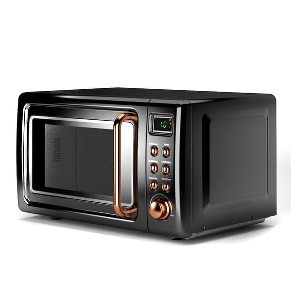 Costway 0.7Cu.ft Retro Countertop Microwave Oven 700W LED Display Glass  Turntable New 
