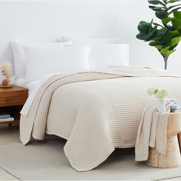 100% Cotton Waffle Weave Blanket - Taupe - King