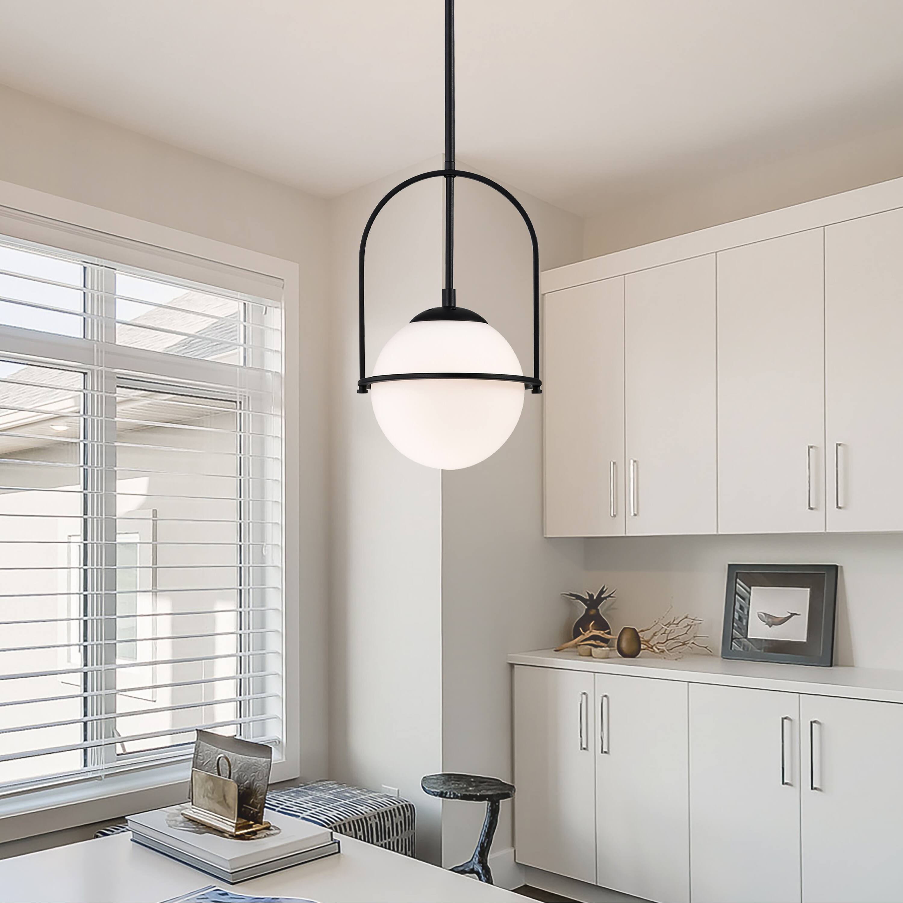 Black Globe Pendant Light Fixture Mid Century Glass Chandelier 2 Pack