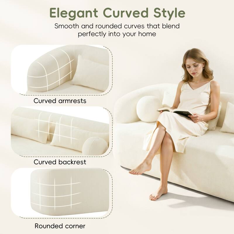 86" Chenille 3-Seater Sofa with Pillows, No Assembly Required