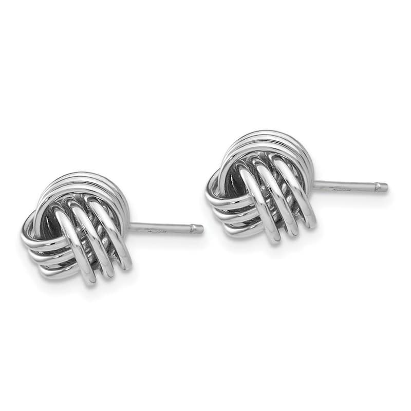 Curata 14k White Gold 8mm Polished Ridged Love Knot Post Earrings