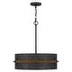 preview thumbnail 1 of 6, Lariat 3-Light Old Black Drum Pendant Light with Wooden Trim