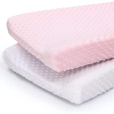 The Peanutshell Pink & White Minky Dot Changing Pad Covers, 2-Pack