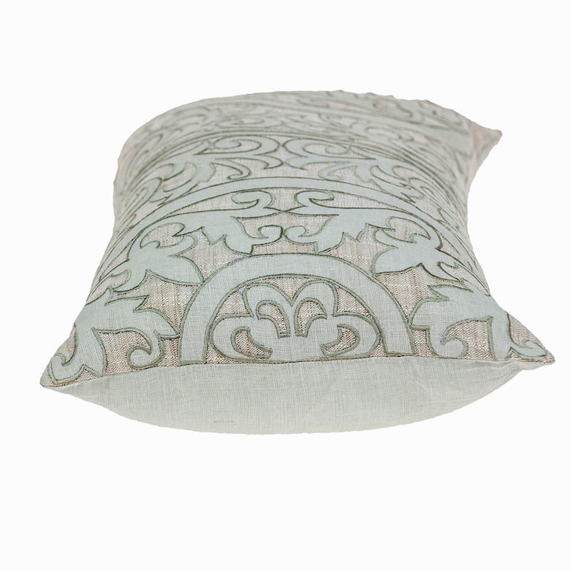 Filigree Rectangular Cotton Throw Pillow - 24" - Beige and Green