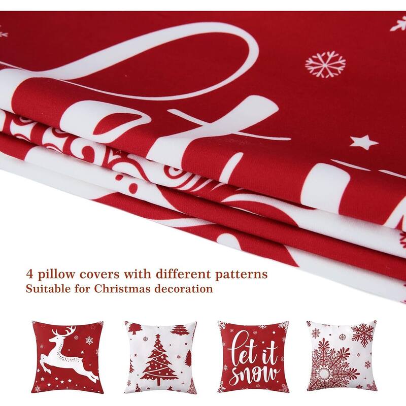 18x18 inch Velvet Xmas Winter Holiday Decorations Pillow Covers, Pillow Case