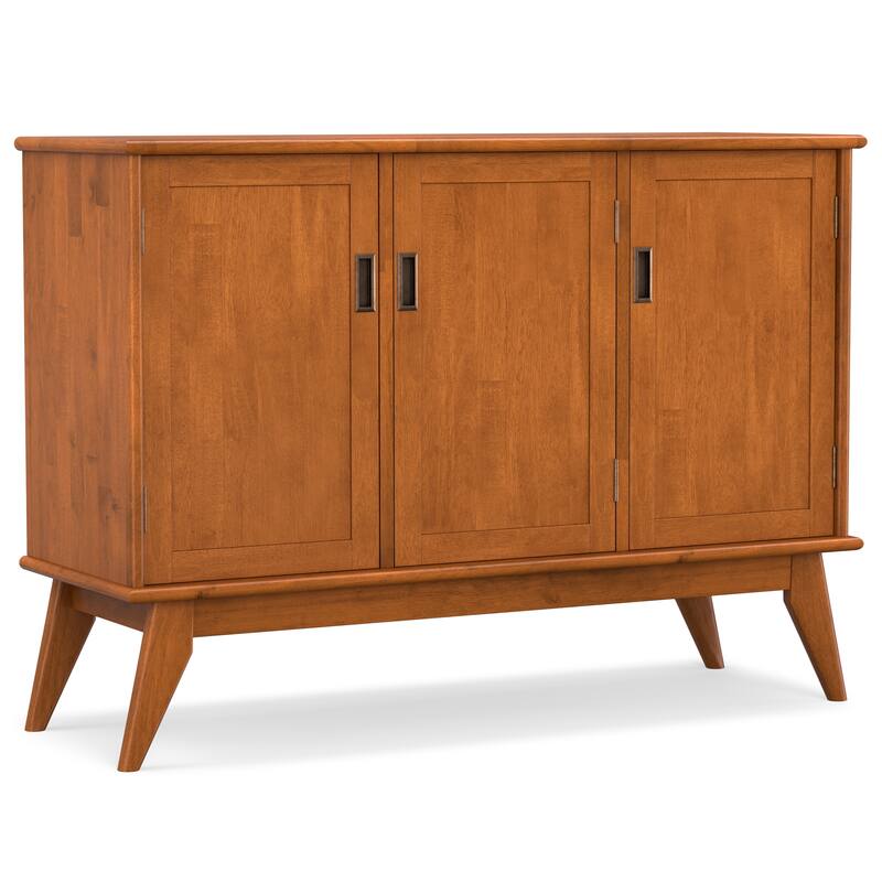 WYNDENHALL Tierney SOLID HARDWOOD 50 inch Wide Rectangle Modern 3 Door Sideboard Buffet in Teak Brown - 17" D x 50" W x 36" H