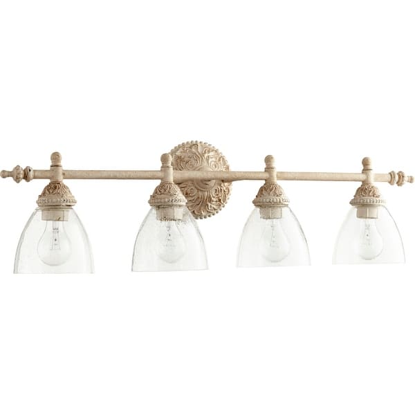 slide 1 of 1, Quorum International 4 Light 31-1/2" Wide Bathroom Vanity Light Persian White / Clear Seeded