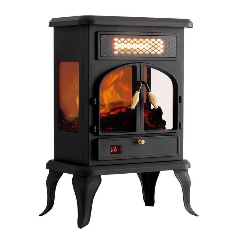 selectric Freestanding Portable Electric Fireplace Heater w/ Remote, Dark Black - 13.12