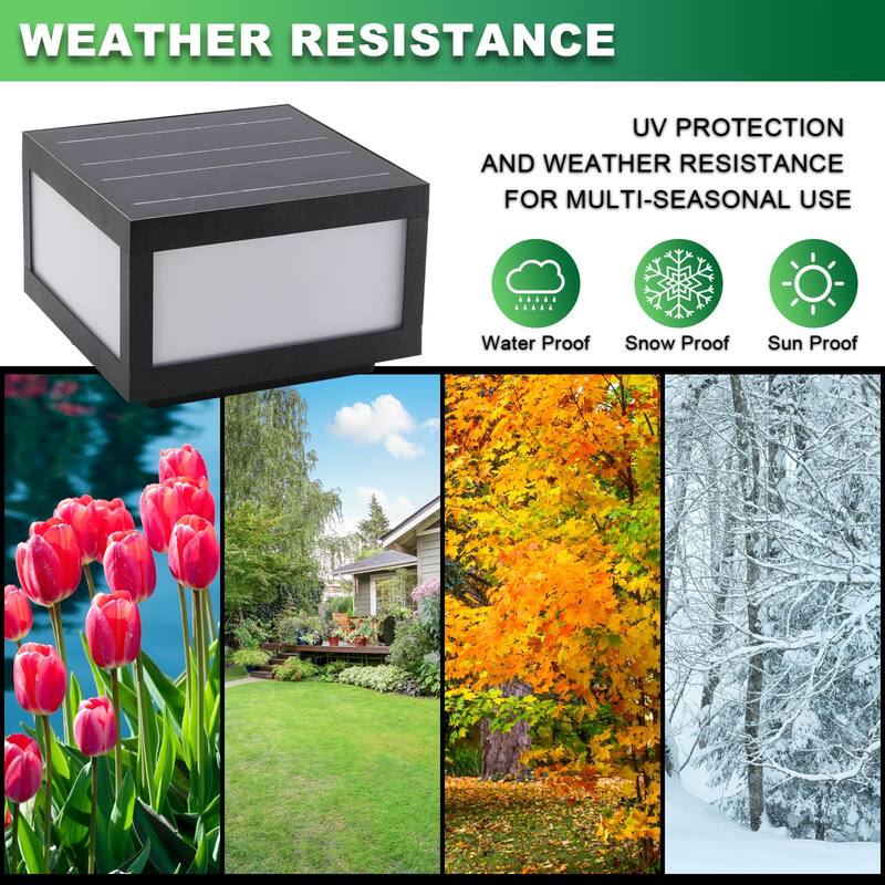 Solar Cap Light, Outdoor Solar Powered Fence Light with Cool White, Warm Light, LED Lighting for Patio Backyard Deck