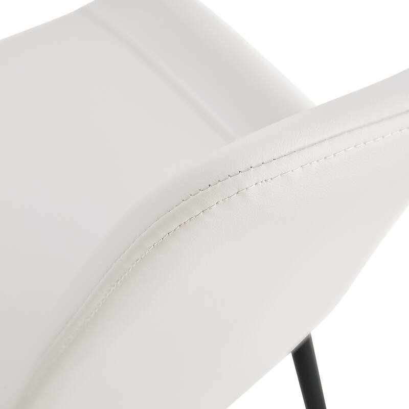 Leather Dining Chair Side Chair Lounge Chair Set of 4 Dressing Chair White Office Chair with Metal Legs