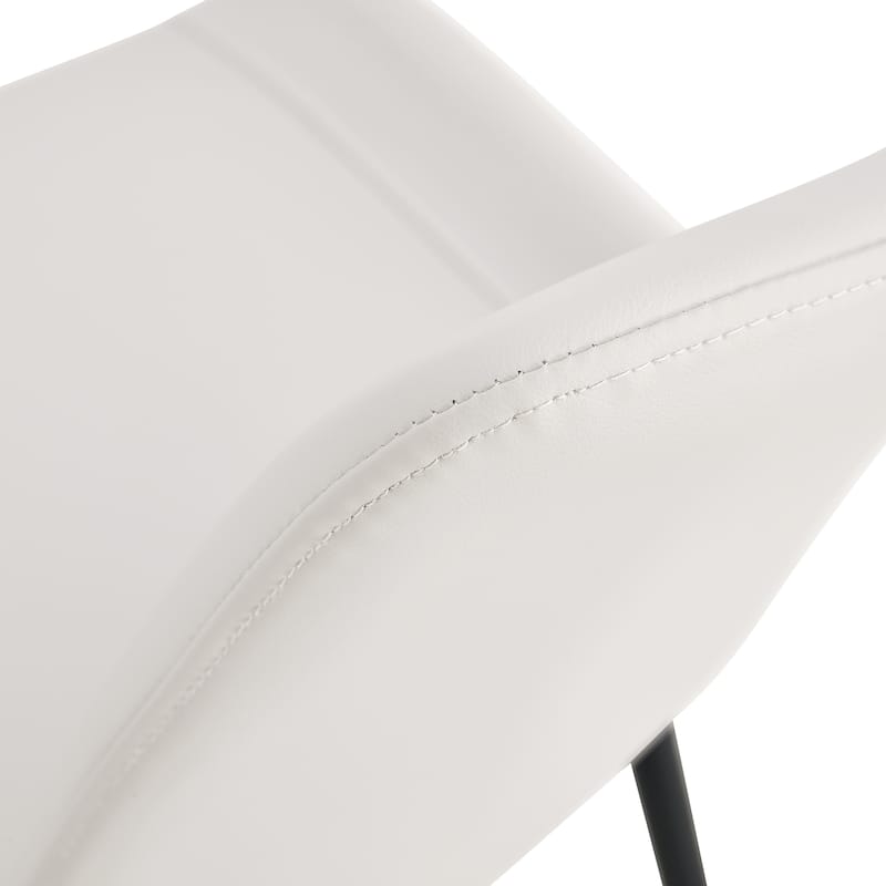 Roomfitters White PU Dining Chairs with Widened Cushions and Black Metal Legs, Set of 4 for Kitchen or Bedroom