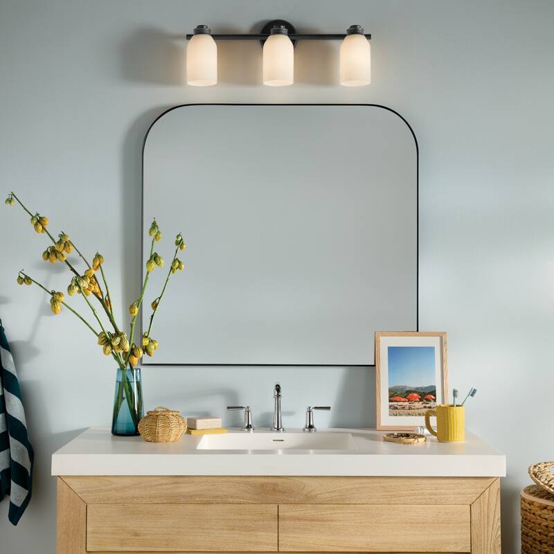 Kichler Lighting Shae 24.25" 3-Light Vanity Light with White Opal Glass in Black