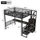 preview thumbnail 4 of 9, Sturdy Metal Full Size Loft Bed with Storage Staircase & Desk, Black