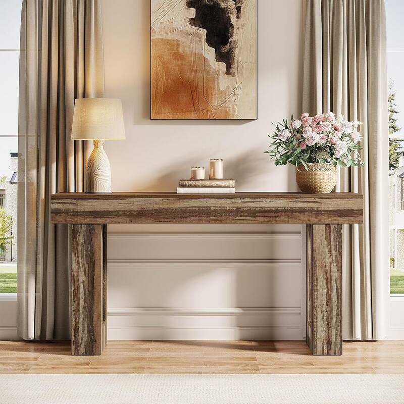 63" Wooden Console Table, Rectangular Sofa Table for Behind Couch, Entryway, HallwayLiving Room