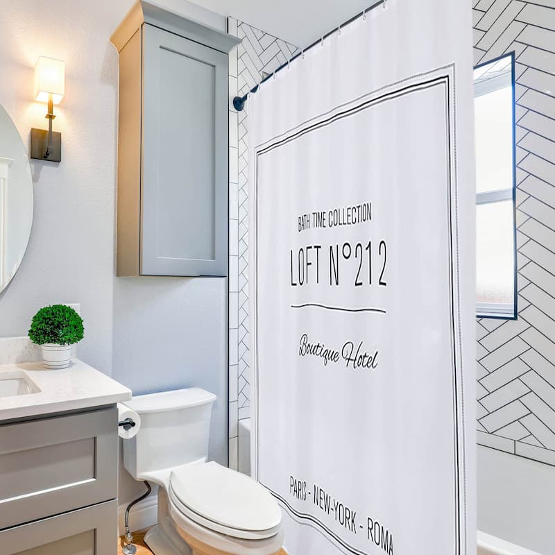 Polyester Shower Curtain - 79x71 inches - Writing Design