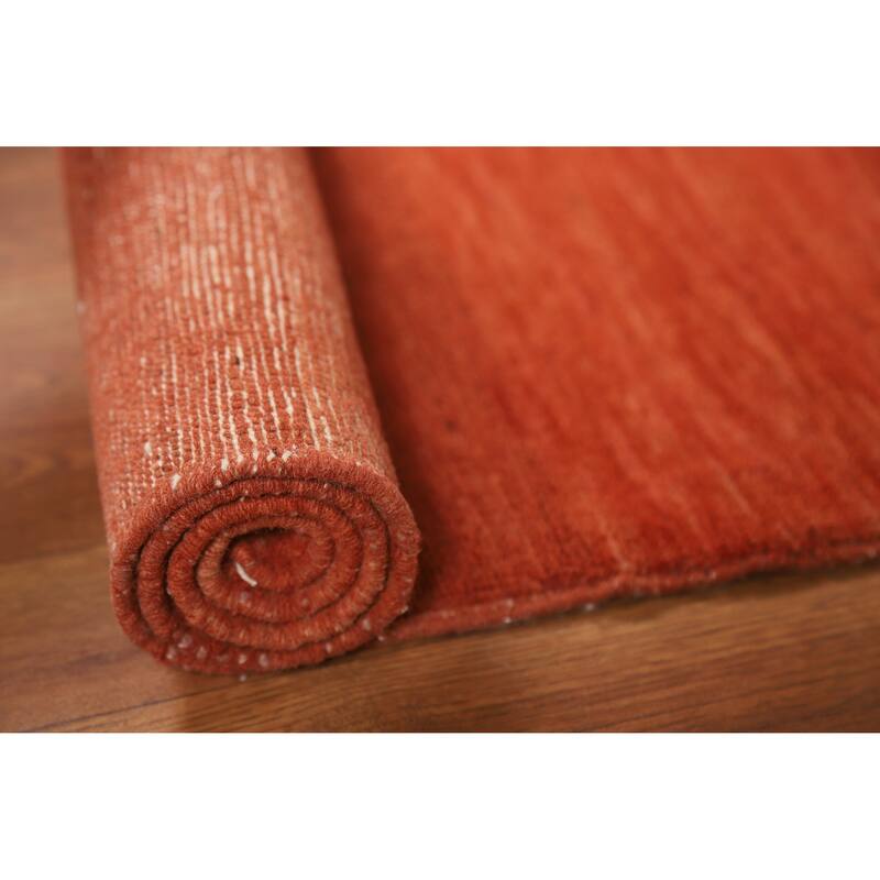 Contemporary Orange Gabbeh Oriental Accent Rug Handmade Wool Carpet - 2'10" x 4'1"