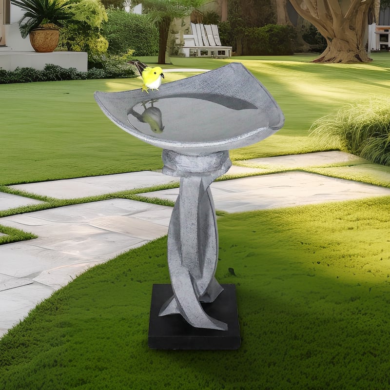 22.8" H Outdoor Concrete Bird Bath - Perfect for Adding Interest to Garden, Patio, Backyard, Porch and Deck