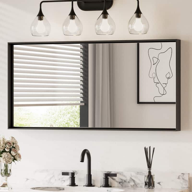 Keonjinn Aluminum Framed Wall Mount Bathroom Vanity Mirror