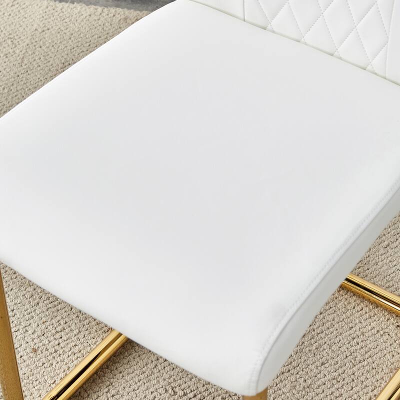 Modern dining room chairs, and golden leg cushioned chairs made of artificial leather, suitable for kitchens Set of 4