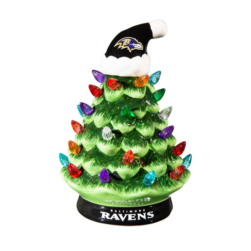 8" LED Ceramic Tabletop Christmas Tree, Baltimore Ravens