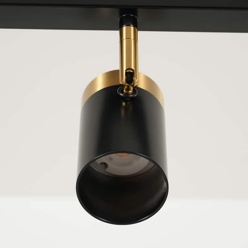 4-Light Modern Black & Gold LED Track Spotlight, Adjustable Linear Ceiling Light Fixture for Dining Room - 4 Light