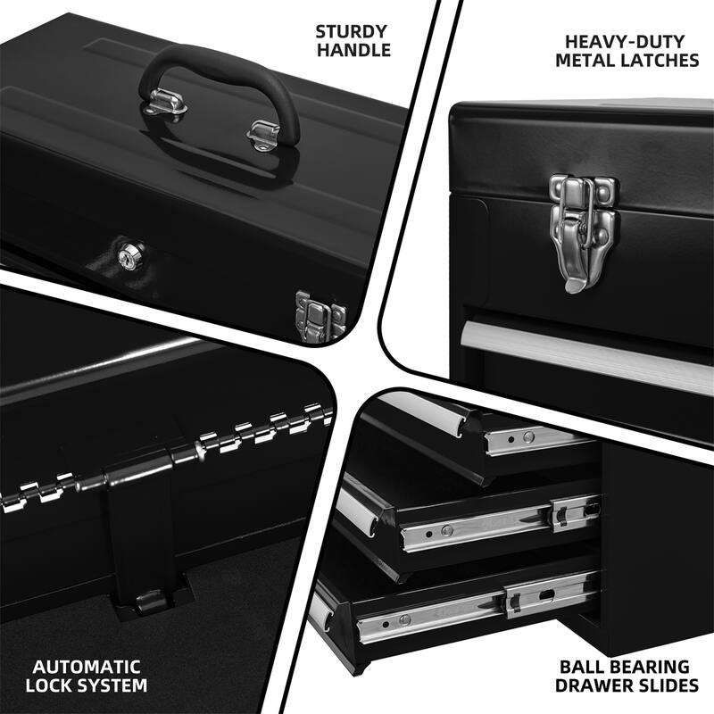 Portable Steel Tool Box with 4 Drawers,Cylinder Lock and Latch Closure