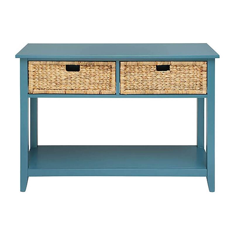 Splendid Teal Console Table with Bottom Shelf