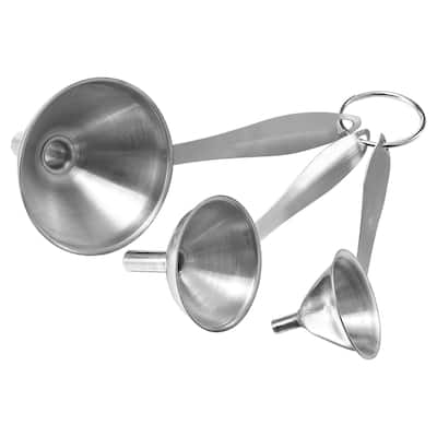 3 in 1 Funnels for Filling Bottles, Stainless Steel Small Kitchen Funnel Set - Silver