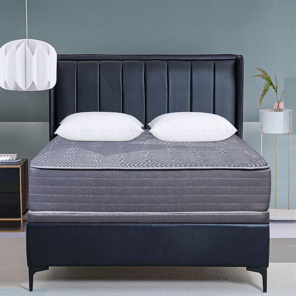 Onetan, 13-Inch Firm Tight top Pocket Coil Hybrid Foam Encased Mattress, with optional 4" or 8" Wood Box Spring set.