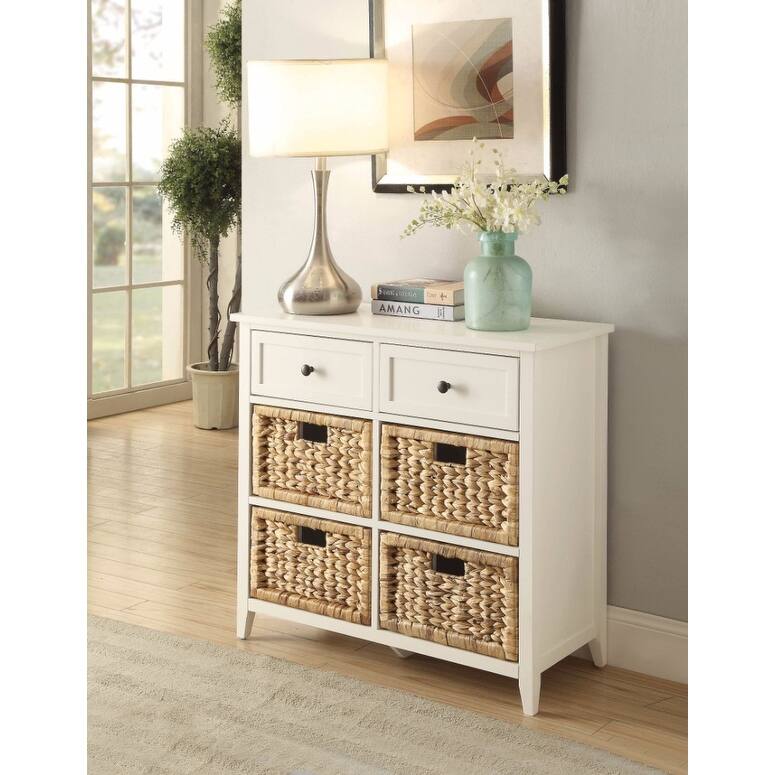 Flavius Console Table With 6 Drawers, White