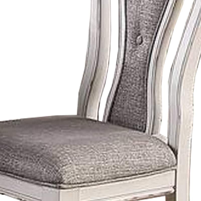 White/Gray Fabric Upholstered Wood Frame Dining Chair, Set of 2, Sturdy Dining Chair for Dining Rooms - 17.5