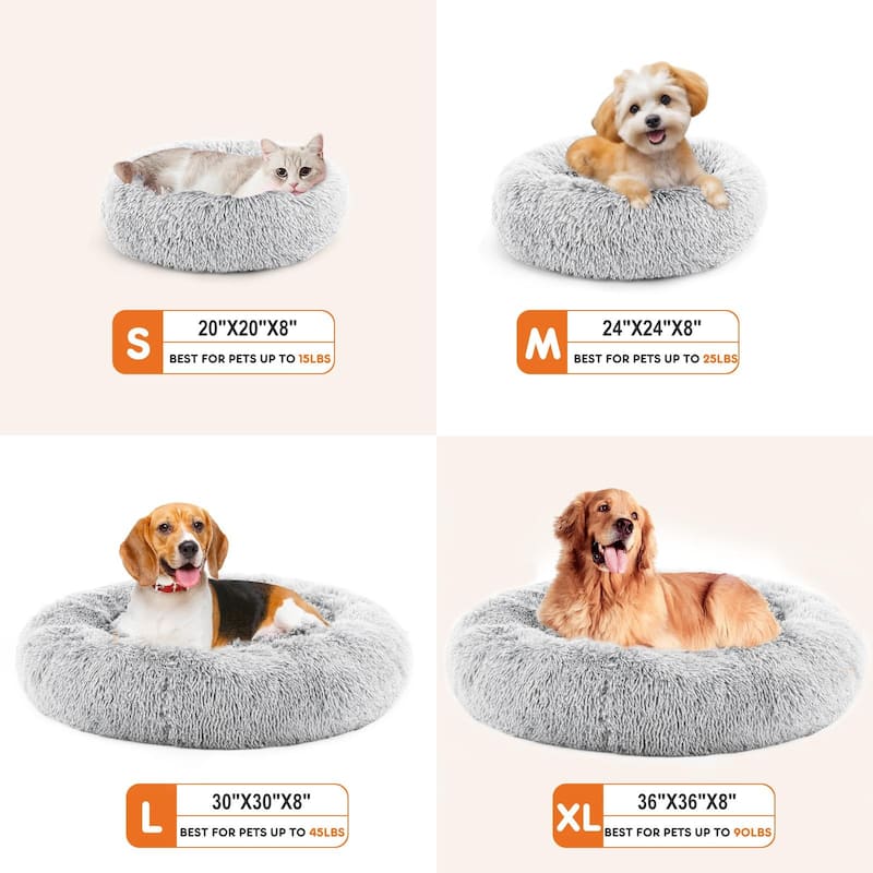 Dovelina Anti-Slip Round Fluffy Plush Pet Bed
