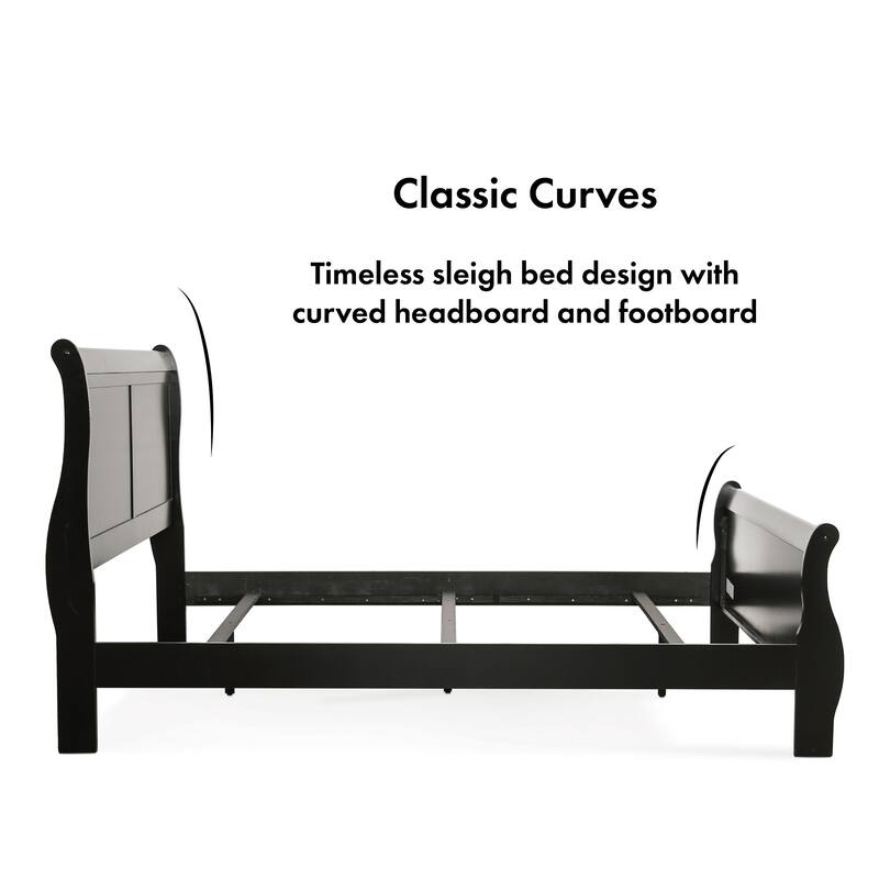 Furniture of America Mayday Traditional Solid Wood 4-Piece Sleigh Bedroom Set