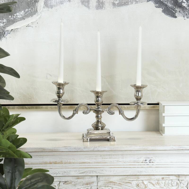 Aluminum Metal Scrolled Candelabra - Gold or Silver - Roche River Decor