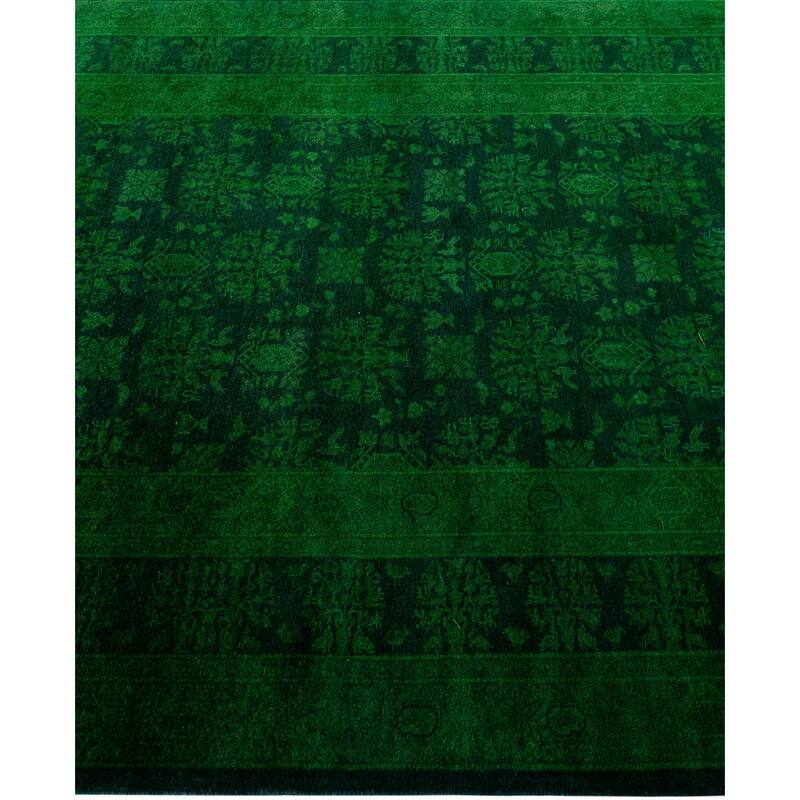 Overdyed One-of-a-Kind Hand-Knotted Area Rug - Green - 4' 1" x 12' 1"