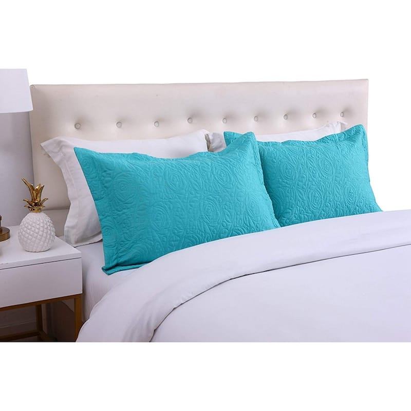 Porch & Den Manor Embroidered Pillow Sham (Set of 2) - Teal - Standard