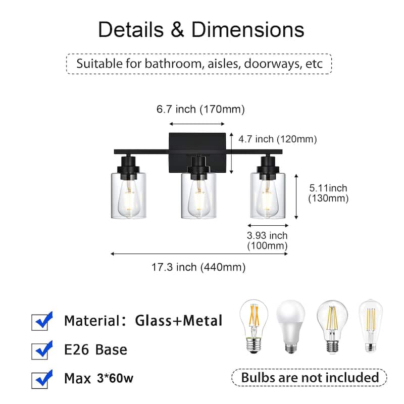 Modern Bathroom Lights Fixture 3-Lights Vanity Lighting